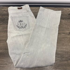 Cambio Custom Light Gray Women's Straight Leg Jeans Bleach Accents (1006)